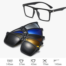 Load image into Gallery viewer, 6 In 1 TR90 Polarized Optical Magnetic Sunglasses Clip on Magnet Myopia Prescription Custom Glasses Frame Men Women Eyeglasses