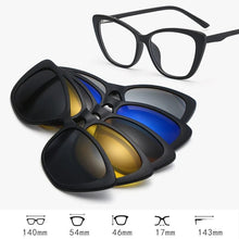 Load image into Gallery viewer, 6 In 1 TR90 Polarized Optical Magnetic Sunglasses Clip on Magnet Myopia Prescription Custom Glasses Frame Men Women Eyeglasses