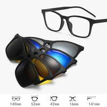 Load image into Gallery viewer, 6 In 1 TR90 Polarized Optical Magnetic Sunglasses Clip on Magnet Myopia Prescription Custom Glasses Frame Men Women Eyeglasses