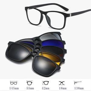 6 In 1 TR90 Polarized Optical Magnetic Sunglasses Clip on Magnet Myopia Prescription Custom Glasses Frame Men Women Eyeglasses