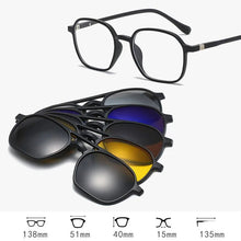 Load image into Gallery viewer, 6 In 1 TR90 Polarized Optical Magnetic Sunglasses Clip on Magnet Myopia Prescription Custom Glasses Frame Men Women Eyeglasses