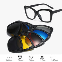 Load image into Gallery viewer, 6 In 1 TR90 Polarized Optical Magnetic Sunglasses Clip on Magnet Myopia Prescription Custom Glasses Frame Men Women Eyeglasses