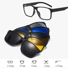 Load image into Gallery viewer, 6 In 1 TR90 Polarized Optical Magnetic Sunglasses Clip on Magnet Myopia Prescription Custom Glasses Frame Men Women Eyeglasses