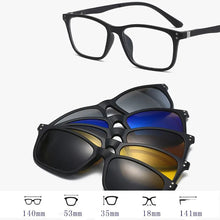 Load image into Gallery viewer, 6 In 1 TR90 Polarized Optical Magnetic Sunglasses Clip on Magnet Myopia Prescription Custom Glasses Frame Men Women Eyeglasses