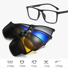 Load image into Gallery viewer, 6 In 1 TR90 Polarized Optical Magnetic Sunglasses Clip on Magnet Myopia Prescription Custom Glasses Frame Men Women Eyeglasses