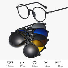 Load image into Gallery viewer, 6 In 1 TR90 Polarized Optical Magnetic Sunglasses Clip on Magnet Myopia Prescription Custom Glasses Frame Men Women Eyeglasses