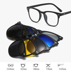 6 In 1 TR90 Polarized Optical Magnetic Sunglasses Clip on Magnet Myopia Prescription Custom Glasses Frame Men Women Eyeglasses