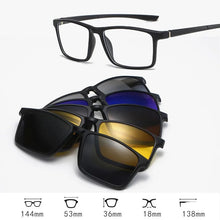 Load image into Gallery viewer, 6 In 1 TR90 Polarized Optical Magnetic Sunglasses Clip on Magnet Myopia Prescription Custom Glasses Frame Men Women Eyeglasses