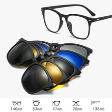 Load image into Gallery viewer, 6 In 1 TR90 Polarized Optical Magnetic Sunglasses Clip on Magnet Myopia Prescription Custom Glasses Frame Men Women Eyeglasses