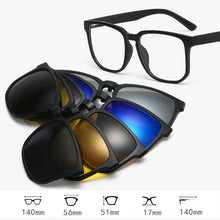 Load image into Gallery viewer, 6 In 1 TR90 Polarized Optical Magnetic Sunglasses Clip on Magnet Myopia Prescription Custom Glasses Frame Men Women Eyeglasses