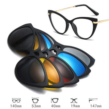 Load image into Gallery viewer, 6 In 1 TR90 Polarized Optical Magnetic Sunglasses Clip on Magnet Myopia Prescription Custom Glasses Frame Men Women Eyeglasses