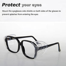 Load image into Gallery viewer, 6 Pairs Splash Proof Safety Eye Glasses Side Shields Clear Flexible Slip On Protective Shield Fits All Size Eyeglasses