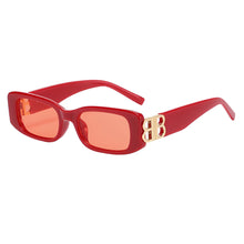 Carica l'immagine nel visualizzatore di Gallery, Double B Rectangle Sunglasses For Women Men Designer Letter Decoration Black Square Sun Glasses Female 80s Fashionable Shade