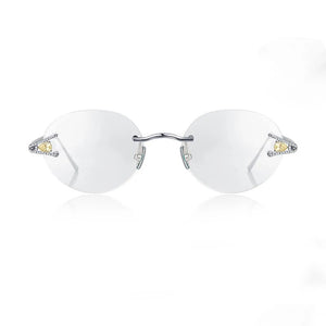 925 Sterling Silver Eyeglasses Frames Genuine Real Mineral Silver Rimless Top-end Quality Glasses Women Prescription Eyewear