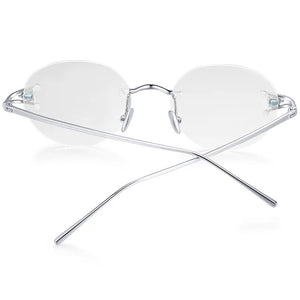 925 Sterling Silver Eyeglasses Frames Genuine Real Mineral Silver Rimless Top-end Quality Glasses Women Prescription Eyewear