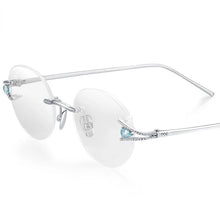 Load image into Gallery viewer, 925 Sterling Silver Eyeglasses Frames Genuine Real Mineral Silver Rimless Top-end Quality Glasses Women Prescription Eyewear