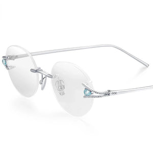 925 Sterling Silver Eyeglasses Frames Genuine Real Mineral Silver Rimless Top-end Quality Glasses Women Prescription Eyewear