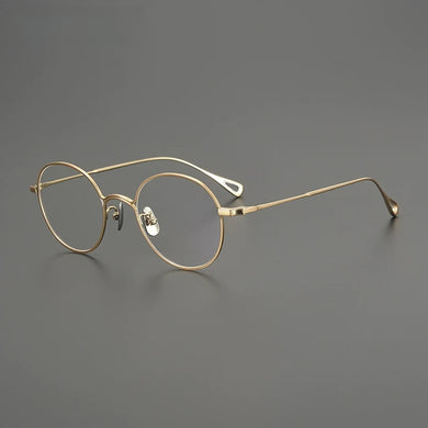 Gatenac Handmade Pure Titanium Glasses Frame Men Vintage Round Eyeglasses Frame Women Ultra Light Luxury Brand Designer Eyewear