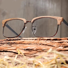 Carica l&#39;immagine nel visualizzatore di Gallery, Acetate Glasses Men Women Prescription Myopia Wood Eyeglasses Frames Clear Lenses