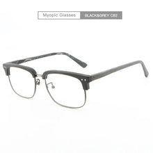 Carica l&#39;immagine nel visualizzatore di Gallery, Acetate Glasses Men Women Prescription Myopia Wood Eyeglasses Frames Clear Lenses