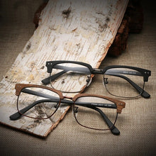 Carica l&#39;immagine nel visualizzatore di Gallery, Acetate Glasses Men Women Prescription Myopia Wood Eyeglasses Frames Clear Lenses