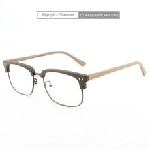 Carica l&#39;immagine nel visualizzatore di Gallery, Acetate Glasses Men Women Prescription Myopia Wood Eyeglasses Frames Clear Lenses