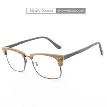 Carica l&#39;immagine nel visualizzatore di Gallery, Acetate Glasses Men Women Prescription Myopia Wood Eyeglasses Frames Clear Lenses