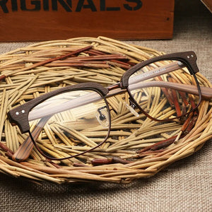 Acetate Glasses Men Women Prescription Myopia Wood Eyeglasses Frames Clear Lenses