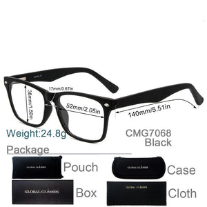 Acetate Optical Glasses Frame Men Women Eyeglasses Spectacles Decorative Myopia Clear Lens Optical Prescription Black CMG7068
