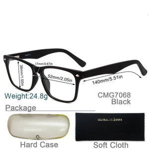 Acetate Optical Glasses Frame Men Women Eyeglasses Spectacles Decorative Myopia Clear Lens Optical Prescription Black CMG7068