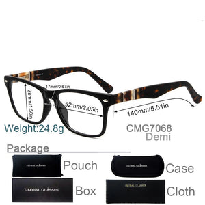Acetate Optical Glasses Frame Men Women Eyeglasses Spectacles Decorative Myopia Clear Lens Optical Prescription Black CMG7068