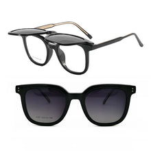 Load image into Gallery viewer, Acetate Square Shape 2 in 1 Trendy Optical Glasses Frame with Magnetic Clip Flip Up Polarized Sunglasses Lenses 7071