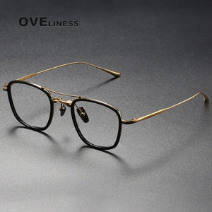 Acetate Titanium Glasses Frame Men   Vintage Square Prescription Myopia Eyeglasses frames Women Optical Spectacles Eyewear