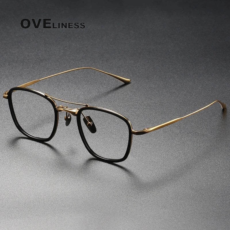 Acetate Titanium Glasses Frame Men   Vintage Square Prescription Myopia Eyeglasses frames Women Optical Spectacles Eyewear