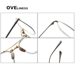 Acetate Titanium Glasses Frame Men   Vintage Square Prescription Myopia Eyeglasses frames Women Optical Spectacles Eyewear