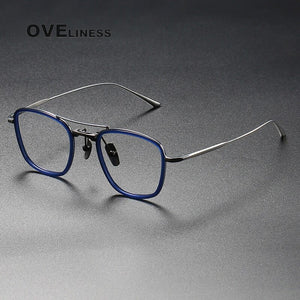 Acetate Titanium Glasses Frame Men   Vintage Square Prescription Myopia Eyeglasses frames Women Optical Spectacles Eyewear