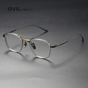 Acetate Titanium Glasses Frame Men   Vintage Square Prescription Myopia Eyeglasses frames Women Optical Spectacles Eyewear