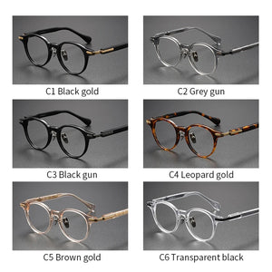 Acetate Titanium Glasses Frame Men Women   Vintage Retro Round myopia Prescription Eyeglasses frames Spectacles Eyewear