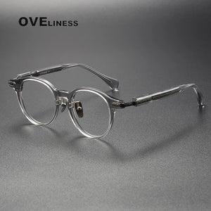 Acetate Titanium Glasses Frame Men Women   Vintage Retro Round myopia Prescription Eyeglasses frames Spectacles Eyewear