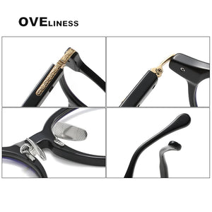 Acetate Titanium Glasses Frame Men Women   Vintage Retro Round myopia Prescription Eyeglasses frames Spectacles Eyewear