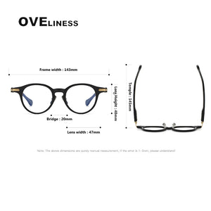 Acetate Titanium Glasses Frame Men Women   Vintage Retro Round myopia Prescription Eyeglasses frames Spectacles Eyewear