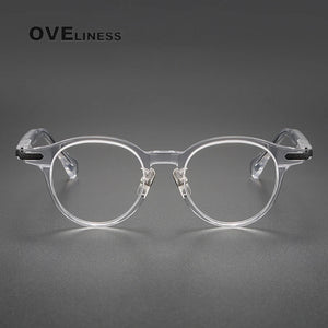 Acetate Titanium Glasses Frame Men Women   Vintage Retro Round myopia Prescription Eyeglasses frames Spectacles Eyewear