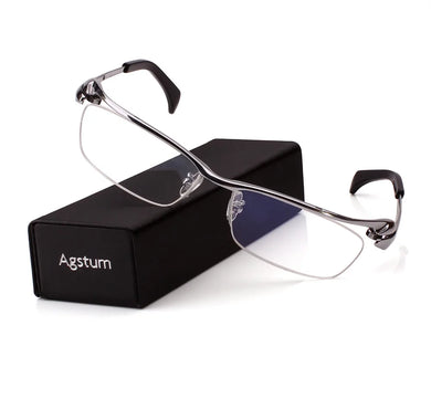 Agstum Pure Titanium Uomo Half Rim Bussiness Montature per occhiali Lenti ottiche trasparenti Rx