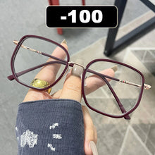 Carica l&#39;immagine nel visualizzatore di Gallery, Ahora Retro Oversized Finished Myopia Glasses Frame With Diopters for Women Men Ins Style Square Large Frame Spectacles Frames