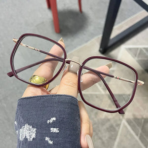 Ahora Retro Oversized Finished Myopia Glasses Frame With Diopters for Women Men Ins Style Square Large Frame Spectacles Frames