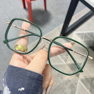 Ahora Retro Oversized Finished Myopia Glasses Frame With Diopters for Women Men Ins Style Square Large Frame Spectacles Frames