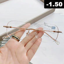 Load image into Gallery viewer, Ahora Simple Rimless Finished Optical Eye Glasses Frame Men Women Vintage Spectacles Frames 0 -1.0 -1.5 -2.0 -2.5 -3.0 -3.5 -4.0