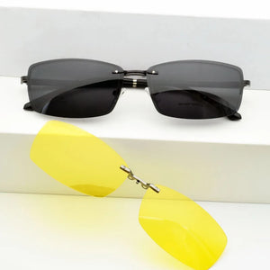 Alloy Eyeglasses Big Frame Black For Men Magnet Clip Myopia Glasses Polarized Sunglasses Night Vision Goggles  Half Frame Wide