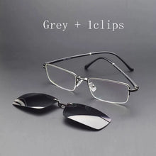 Load image into Gallery viewer, Alloy Eyeglasses Big Frame Black For Men Magnet Clip Myopia Glasses Polarized Sunglasses Night Vision Goggles  Half Frame Wide