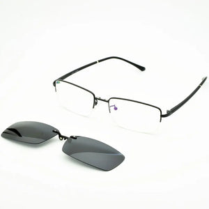 Alloy Eyeglasses Big Frame Black For Men Magnet Clip Myopia Glasses Polarized Sunglasses Night Vision Goggles  Half Frame Wide